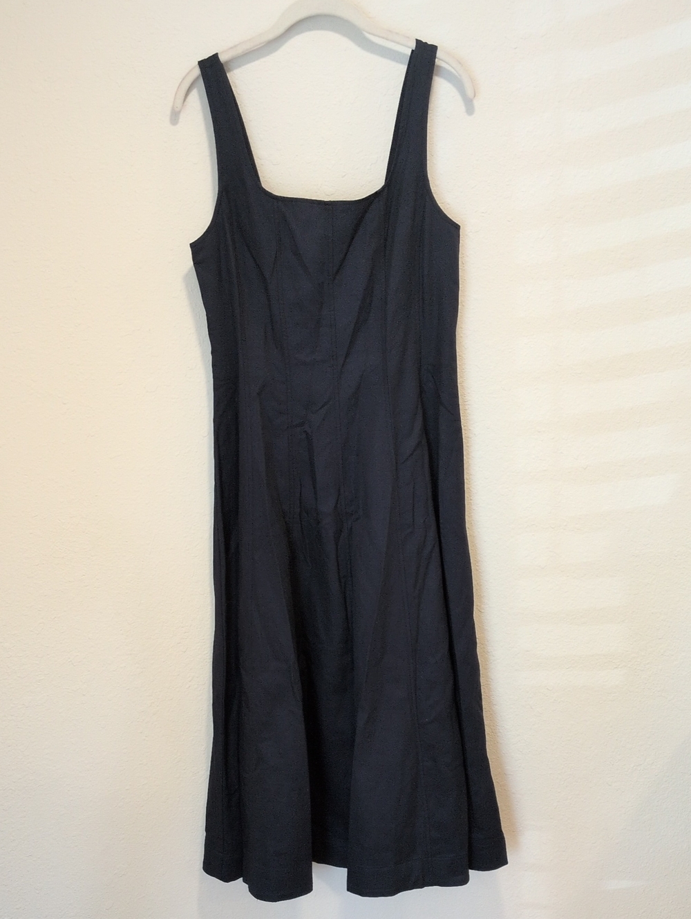 Madewell Navy Square-Neck Midi Fit And Flare Dress